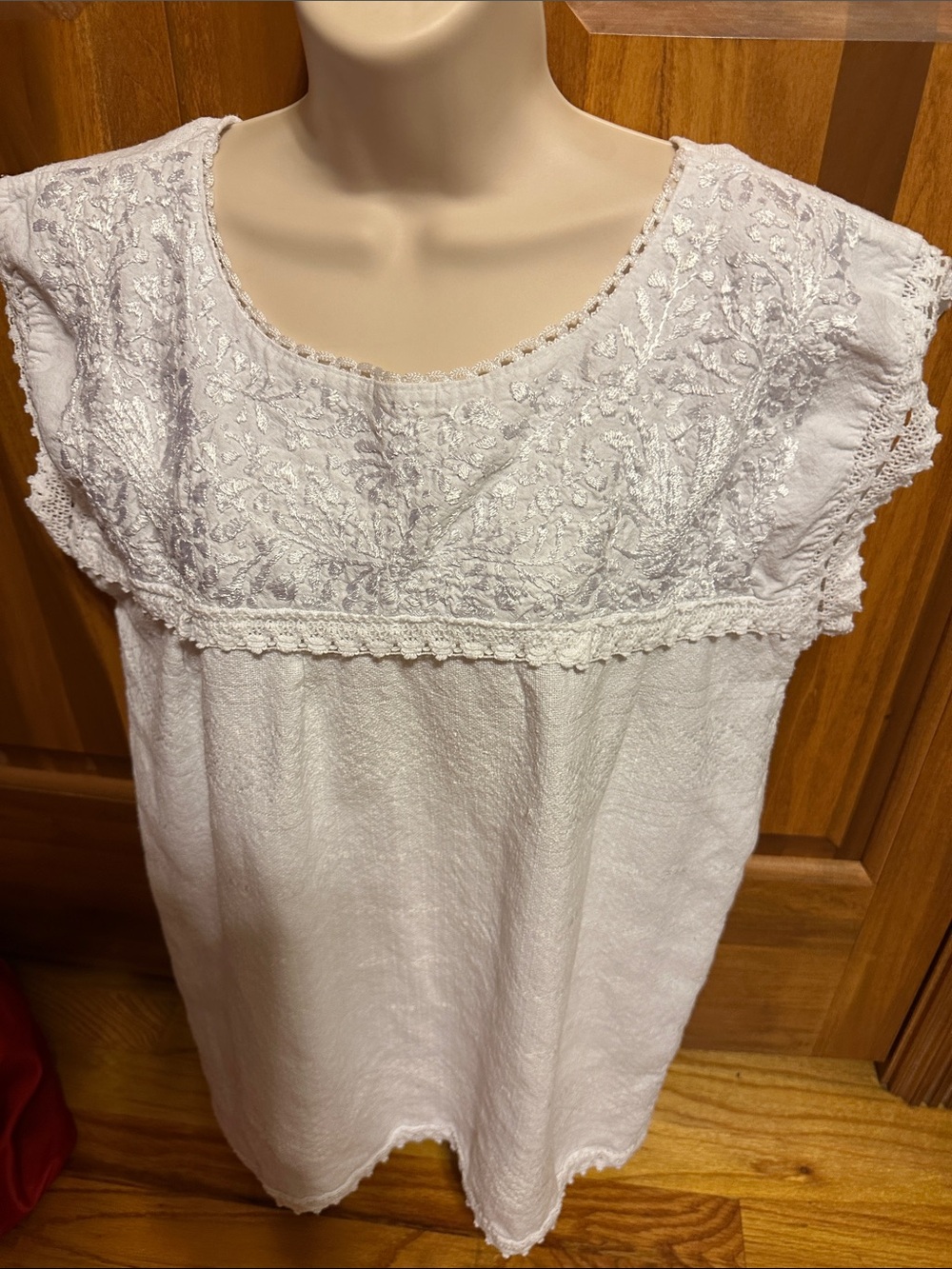 Women's White Lace-Trim blouse